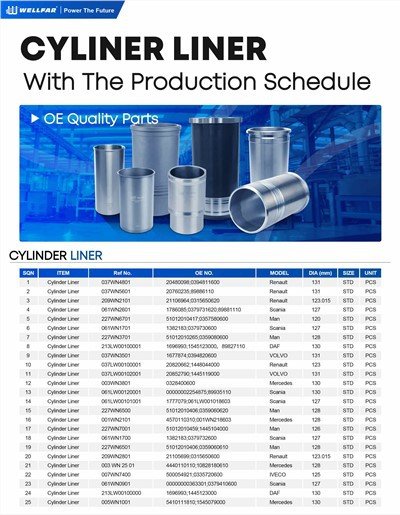 Cylinder Liner 2023 Production Schedule